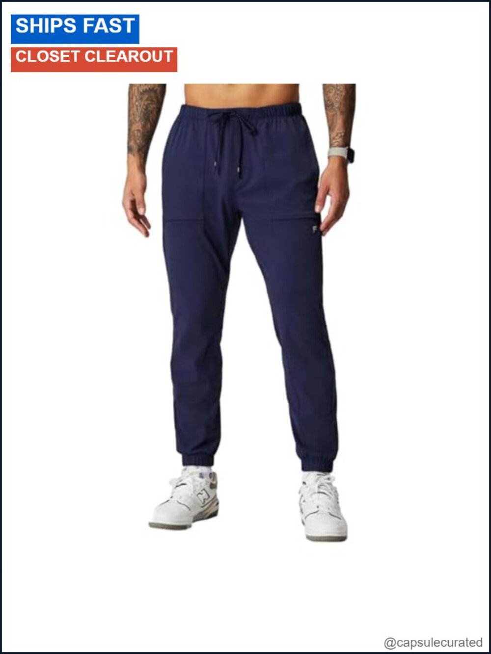 Men's Quick-Dry Joggers with Zip Pockets, UPF Protection, Nylon/Spandex
